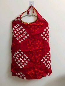 Brand New- Red Bandhani Halter Neck Kurti