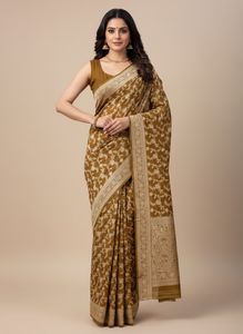 Elegant Brown Saree with Intricate Motifs