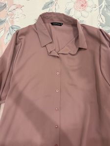 Elegant Dusty Mauve Satin Shirt