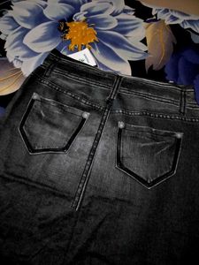 blackish grey pencil fit skirt polyester fabric