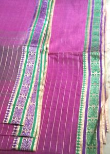 New Fancy Golden Checks cotton Saree attached fall