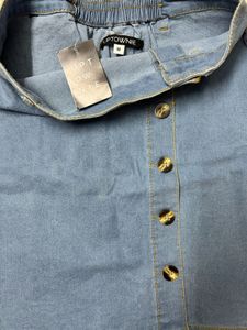 Denim Button-Front Mini Skirt