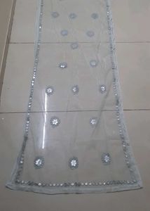 Embellished Net Dupatta with Mirror Work