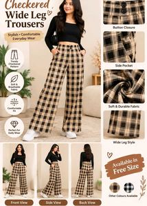 Checkered Wide Leg Trousers
