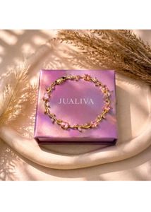 Elegant Floral Bracelet with Pink Stones