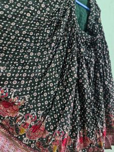 Green Lehnga with maroon duppata