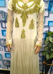 Elegant Ethnic Gown,Net Dupatta &amp; chudidar Shalwar