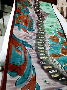 🇳🇿💫🎀Elegant Abstract Print Silk Saree