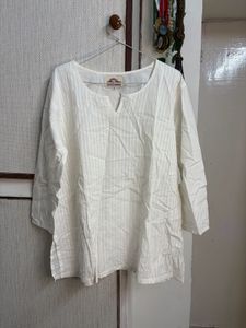 White Striped Cotton Kurta