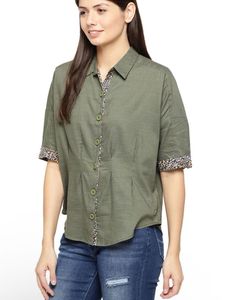 Chic Olive Green Button-Up Top