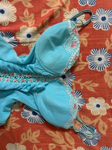 🌊Aqua Blue Embroidered Corset Top