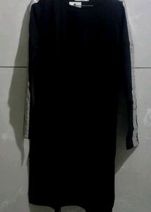 Black long sleeve mini dress with sequined sleeves