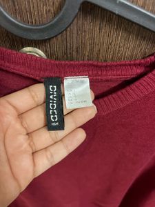 H&amp;M Maroon Short Sleeve Knit Top