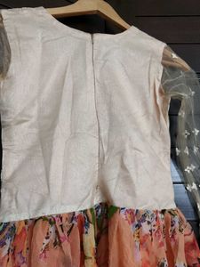 Embroidered Chiffon Net Floral Printed Gown Dress