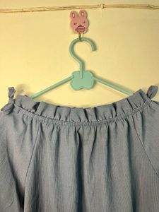 Off Shoulder Ruffled Blue Top