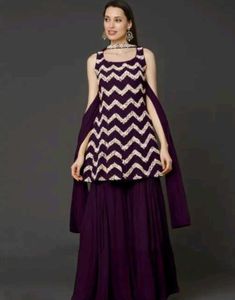 Elegant Purple Sharara Set with Fancy duptta