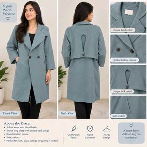 Stylish Long Wool Blend Blazer