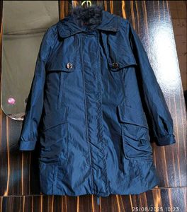 Elegant Blue Fur Collar Coat