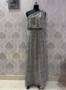 Elegant Beaded One-Shoulder Gown