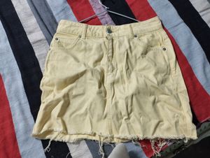 Yellow Denim Short Skirt
