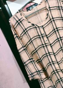 Peach Plaid Kurti