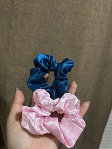 Silky Scrunchie Set - Blue &amp; Pink