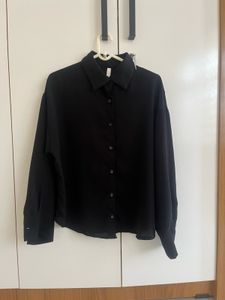 oversized Classic Black Button-Up Shirt