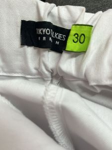 High waist White Cargo Pants with Belt