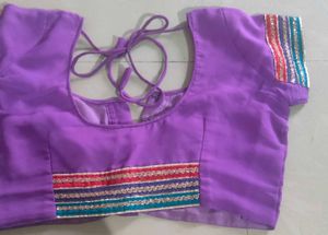 Vibrant Purple Ethnic Blouse with Decorative Sleev