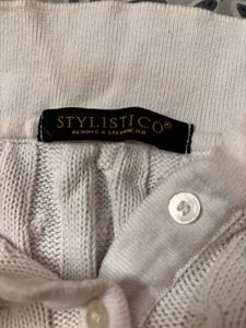 Chic White Cable Knit Polo Top