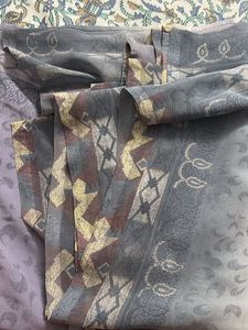 Elegant Grey Saree with Gold & Maroon Accents