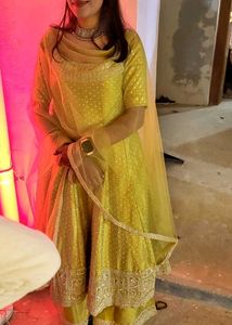 Stunning lime Yellow Embellished Anarkali Gown