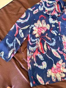 Boho Floral Print Button-Up Shirt