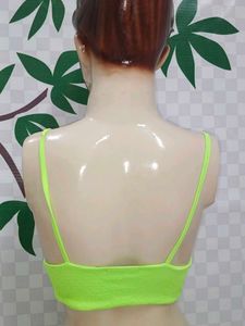 (800)Neon Green Halter Bikini Top