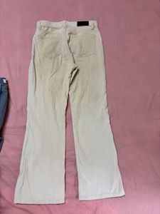 Cream Wide Leg Corduroy Pants