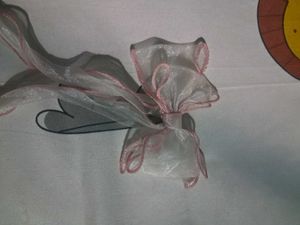 Sheer Ribbon Hair Tie with Pink Trim