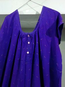 Comfortable Royal Blue Nightgown with Print