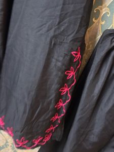 Elegant Black Kurta Set with Pink Embroidery