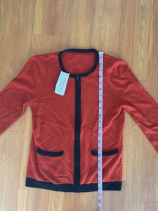 Classic Red Zip-Up Cardigan