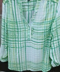 Chic Green Plaid Tunic Top
