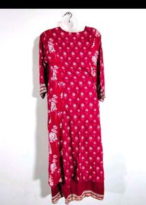 BIBA Red Floral Kurta Set