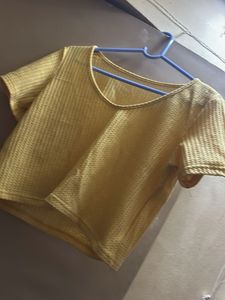 Yellow Textured Cropped Top No Damage