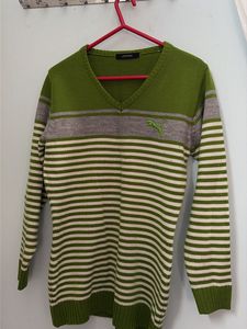 Striped V-Neck Knit Sweater