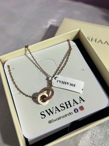SWASHAA Rose Gold Double Ring Necklace