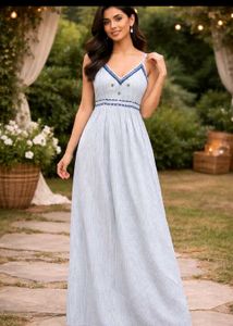 Blue Striped Maxi Dress