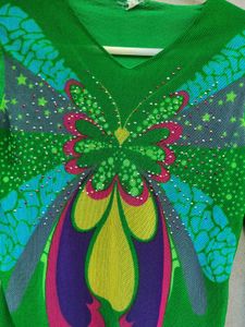 Vibrant Butterfly Print Long Sleeve Top