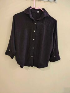 Dark Purple Collared Button-Up Shirt