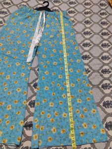Light Blue Floral Palazzo Pants