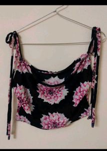 Floral Tie Strap Crop Top