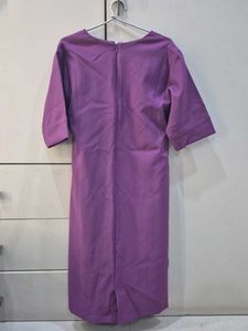 Elegant Purple V-Neck Belted Dress